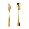 Venta al por mayor del fabricante Juego de tres piezas de cuchillo, tenedor y cuchara de acero inoxidable 304 con mango redondo, Juego de tenedor y cuchara lindo de estilo simple con revestimiento de titanio