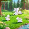 Micro paisaje de hadas, pastel de hadas, pequeños adornos románticos, cielo estrellado, unicornio, lindo animal, artesanía de resina, colgante