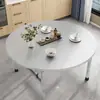 Mesa de Jantar Redonda de Aço Inoxidável, Mesa Dobrável para Barraca de Churrasco de Feira Noturna, Mesa de Jantar Doméstica Rural
