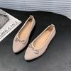 Sapatilhas Macias com Laço, Sapatos Versáteis de Bico Redondo, Sapatilhas de Bico Quadrado, Design Exclusivo Feminino, Sapatos Femininos Simples, Novo Estilo 2025