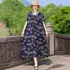 Novo vestido de algodão e seda estilo étnico para mulheres, estilo de férias de verão plus size, elegante vestido de praia de alta qualidade para mães
