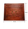 Bandeja de Té de Madera para Alitas de Pollo Tapa Incrustada Mesa de Té de Madera Maciza Tablero Central con Fugas Mesa de Café Bandeja de Té Accesorios para Mesa de Té del Hogar
