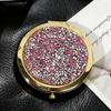 Espejo de Maquillaje Redondo con Brillo de Diamante Transfronterizo de Doble Cara Espejo Pequeño Portátil Espejo Portátil Espejo Plegable de Metal Venta al por Mayor para Niñas