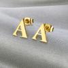 Aretes de letra A de moda simple y con temperamento de moda ins europeos y americanos, aretes pequeños y dulces para damas, joyería de acero inoxidable