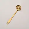 Cuchara para Olla Caliente de Acero Inoxidable Dorado Mango Largo Engrosado Cuchara para Sopa Anti-Quemaduras Concha para Sopa Doméstica con Agujero Juego de Coladores de Cocina