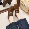 Otoño 2026 Nuevo Bean Bean Retro Hebilla Doble Birken Mary Gamuza Cuero Genuino Zapatos Suela Gruesa Mágica Aumentador de Altura Zapatos Individuales Mujer