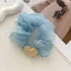 Scrunchie Xadrez Floral Novo em Forma de Coração Estilo Coreano, Acessório de Cabelo Vintage de Luxo para Coque, Elástico de Cabelo para Rabo de Cavalo para Mulheres