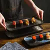 Fabricantes de origem prato de cerâmica retangular de 12 polegadas para sushi, cozimento, churrasco, bolo, sobremesa ponto atacado