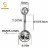 Titanio G23 14G 6/8/10mm barra doble cabeza zirconio piercing ombligo joyería al por mayor joyería para perforación