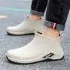 Botas de Lluvia Cortas para Hombre, Antideslizantes, Impermeables, Botas de Lluvia de Moda, Forradas de Felpa, Zapatos de Goma Cálidos, Zapatos de Trabajo para Agua de Caña Corta para Pesca, Cubrezapatos