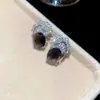 Aretes de Moda Ovalados con Zirconia de Aguja Plateada y Pluma, Conjunto de Collar y Pulsera, Cadena para Clavícula Estilo Palacio, Joyería de Alta Gama
