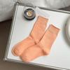 Calcetines coreanos de color liso - Calcetines rojos MEKKI Ancora para mujer, calcetines de algodón de otoño e invierno, calcetines largos de tubo para mujer.