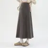 Falda de Otoño para Maternidad Ropa Exterior Holgada Adelgazante Línea A Longitud Media Versátil Falda Larga Adelgazante Estilo Otoño/Invierno