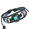Joyería creativa y popular: Pulseras sencillas de los 12 signos del zodíaco, pulseras de cordón de cuero trenzado hechas a mano, accesorios unisex y modernos
