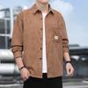 Outono e inverno veludo cotelê manga longa camisa masculina estilo japonês moda casual cor sólida solta lapela camisa jaqueta
