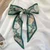 Lenço de Seda Retro com Fitas de Flor de Caju Francesa para Mulheres, Elástico de Cabelo Versátil, Bolsa, Caixa de Presente Companheira, Lenço de Seda, Lenço de Seda Longo