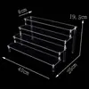 Soporte de Exhibición Acrílico, Soporte Escalera para Figuras, Adorno de Escritorio para Muñecas Pop Mart, Soporte Transparente para Exhibición de Postres y Joyería