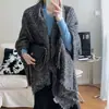 Estilo Chanel ~ cachecol de seda brilhante estilo coreano de inverno, grande xale, tipo caxemira, tamanho grande, cachecol quente, peça externa, à prova de frio, uso duplo