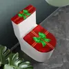 Juego de funda para asiento de inodoro doméstico de estilo idéntico transfronterizo para Navidad, juego de fundas para polvo de inodoro con borde elástico de poliéster con impresión personalizada