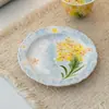 Estilo de Pintura a Óleo da Dinastia Tang e Song Buquê Curativo Pintado à Mão Bandeja de Vaso de Flores de Cerâmica Acessórios para Cerimônia do Chá Bandeja de Chá Seco Conjunto de Chá Bandeja para Lanches de Chá