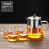 Bule de Vidro com Alça Lateral para Infusão de Chá Doméstico Espessado Resistente a Altas Temperaturas Bule Chaleira Bule para Ferver conjunto Conjunto de Chá Artesanal