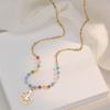 Europeu e americano ing luz luxo estilo 14k ouro gato osso oco caracol pingente colar pulseira conjunto aço inoxidável jóias