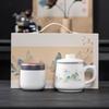 Taza de té con asa de cerámica, taza de té de alta calidad con separación de agua, taza de agua con filtro de gran capacidad, regalo con logotipo impreso