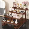 Estante de almacenamiento de mesa para sala de estar, estante de almacenamiento de múltiples niveles, estante escalonado para tazas de agua, tazas de café, juegos de té, soporte de exhibición multipropósito