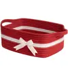 Cesta de armazenamento de corda de algodão trançada cesta de corda de algodão com alça cesta fofa cesta de presente cesta decorativa cesta de armazenamento