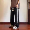 Calça Estilo Americano High Street Masculina Primavera e Outono Oversized Perna Reta Perna Larga Casual Tendência Marca Jovem Bonito Calça Esportiva