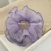 Scrunchie de Gaze com Strass e Amarração na Cintura com Toque de Luxo, Elástico Plissado Versátil para Rabos de Cavalo, Acessório de Cabelo