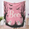 Manta de Halloween Manta Linda de Fantasma y Calabaza Serie 2 Manta Decorativa para Oficina Manta de Franela Otoño e Invierno