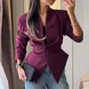206 Outono Nova Moda Feminina Estilo Europeu e Americano Transfronteiriço Elegante Slim Fit Assimétrico Curto Manga Longa Casaco
