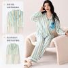 Pijamas de Algodão Puro para Mulheres com Calças Acolchoadas de Manga Comprida 2025 Novo Primavera & Outono Roupas de Casa Doces e Simples Que Podem Ser Usadas Fora