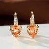 Aretes de Corazón Esmeralda con Diamantes de Zirconia Chapados en Oro Blanco para Mujer de Amazon European and American Jewelry