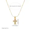 Collar de cruz de nicho de lujo incrustado con diamantes, cadena de bambú de acero inoxidable chapado en oro, cadena para la clavícula versátil de alta gama para mujer