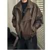 Chaqueta de Cuero PU para Motocicleta Americana Otoño 2026 para Hombre con Solapa Grande, Remaches, Hebilla, Corte Holgado, Estilo High Street, Chaqueta de Cuero Negra