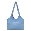 Bolsa de mano casual de mezclilla, gran capacidad, mochila elegante, bolso de mano simple con estampado de letras, bolso de hombro para mujer