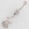 Anillo para el Ombligo con Colgante de Corazón y Stud para el Ombligo Incrustado con Diamantes, Barra de Acero Inoxidable Médico Joyería para Piercing Corporal Recurso de Ebay