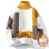 Venta Caliente Transfronteriza Suéter Holgado de Punto para Hombre de Cuello Alto Medio Ropa de Punto para Hombre Talla Grande Directo del Fabricante