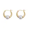 Brincos Redondos de Metal Estilo Pérola Simples e Requintados Elegantes Leve Luxo Alta Qualidade Moda Francesa Estilo Ocidental Brincos de Tarracha