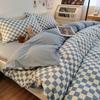 Novo Conjunto de Quatro Peças de Algodão Lavado para Cama (Lençóis e Capa de Edredom) Conjunto Simples de Três Peças para Dormitório Estudantil Cama de Solteiro Roupa de Cama Japonesa