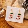 Aretes Navideños Europeos y Americanos Transfronterizos de Papá Noel Copo de Nieve Bastón de Caramelo Campana Alce Aretes de Sombrero Navideño