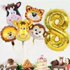 Set de Globos de Columna con Número de Cumpleaños para Niño Temática de Animales Decoraciones para Fiesta de Primer Cumpleaños de Bebé Pared de Fondo