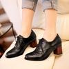 Zapatos de Vestir Individuales de Estilo Retro Británico para Comercio Exterior Transfronterizo con Tacones Gruesos Florales y Cordones, Zapatos Individuales para Mujer con Tacones Medios, Zapatos para Mujer de Talla Grande en Tallas 40, 41, 42, 43