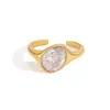 Anillo de Acero de Titanio Jieding Nicho Gama Alta Forma de Gota de Agua Anillo de Cola de Circonio Joyería de Mano de Acero Inoxidable Mujeres Europeo Americano Transfronterizo Venta al por Mayor