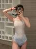 Elegante Traje de Baño Sirena Simple Adelgazante de Corte Slim para Niña Traje de Baño Sirena Pecho Pequeño Sexy Espalda Descubierta para Mujer