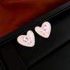 Aretes Casuales de Corazón Cuadrado con Goteo de Aceite, Diamantes de Imitación y Perlas de Imitación, Aguja de Plata, Aretes de Moda Geométricos Elegantes de Alta Gama para Mujer