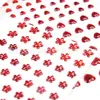 Corazón de melocotón pegatinas de diamante de estrella de cinco puntas diamante para cejas rojas autoadhesivas de strass pegatinas de diamante flor de ciruelo de diamante en forma de flor de diamante