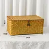 Cesta de Bambú con Algas Tejida a Mano Caja de Regalo Caja de Almacenamiento Tejida de Ratán para Boda Rectangular Caja de Recuerdo Tejida de Ratán Venta al por Mayor